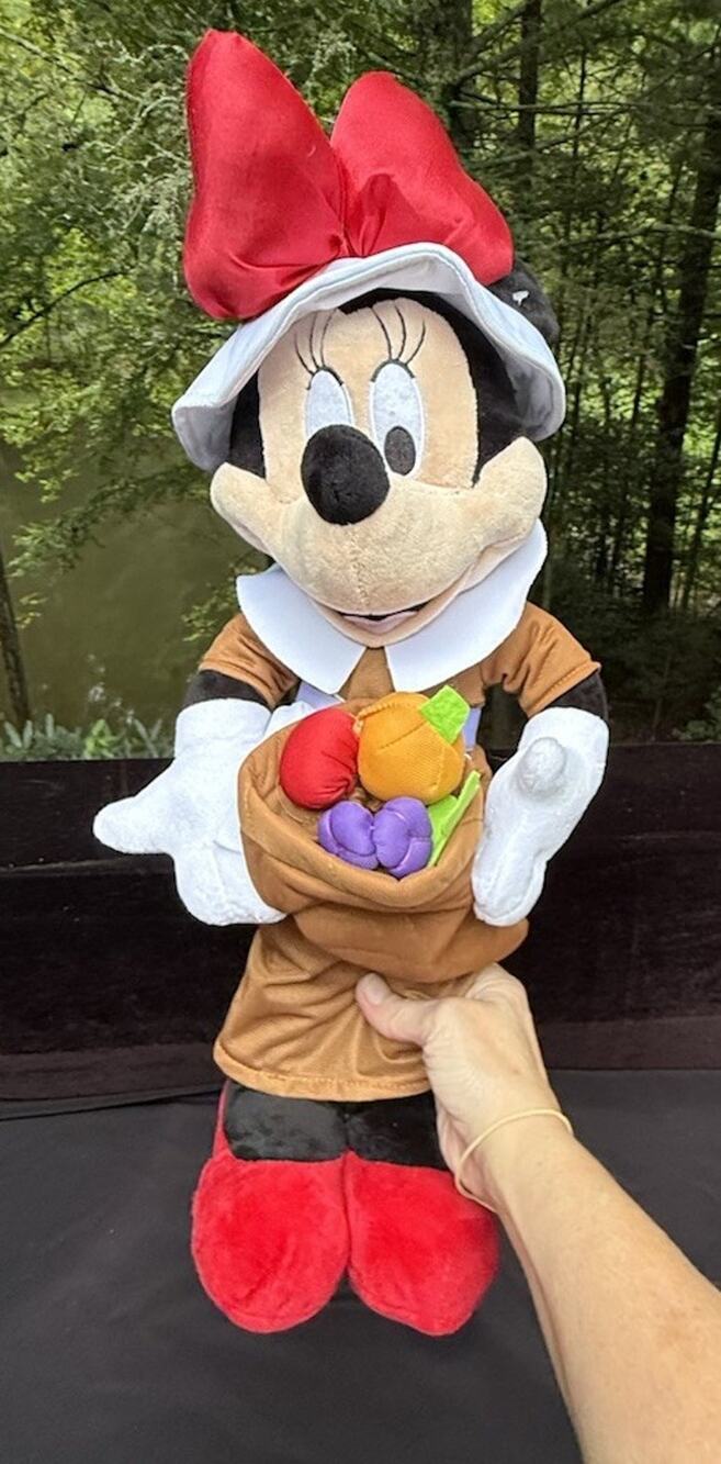 Disney Fall Thanksgiving Minnie Mouse Pilgrim Harvest Door Greeter 19” EUC
